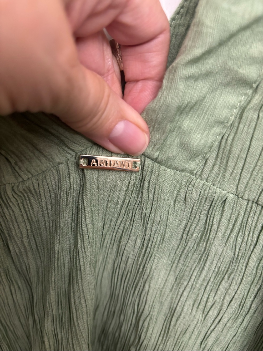 Amiani Sage Green ResortWear V-Neck/V-Back Women’s Mini Dress/Swimsuit Coverup - Picture 4 of 10